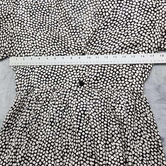 Vintage 80s Francesca of Damon Skirt Set Size 8 Black White Silk Peplum Pencil - Picture 6 of 16